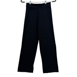 Pilates Princess Black Organic Cotton Yoga Pants Straight Leg Fold Over Waist M
